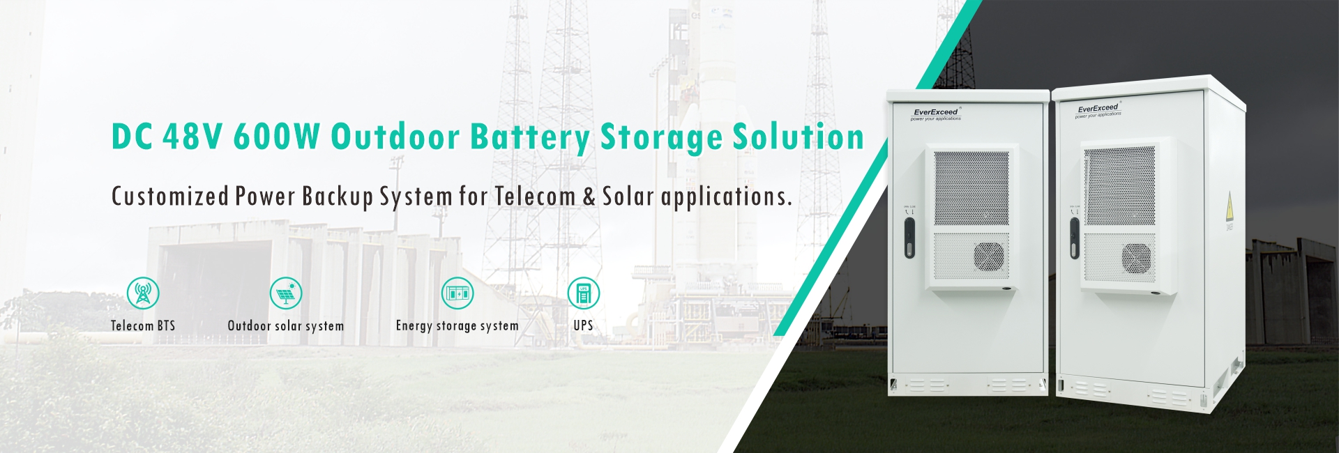 DC 48V 600W Outdoor Battery Storage Solution For Telecom