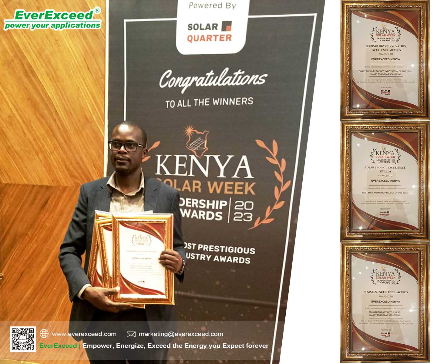 EverExceed Kenya đã giành được ba giải thưởng xuất sắc tại Tuần lễ năng lượng mặt trời Kenya 2023